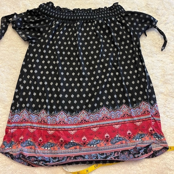 Bobbi Brooks Boho Off the Shoulder Blouse w/ Tie Sleeves - Picture 9 of 9